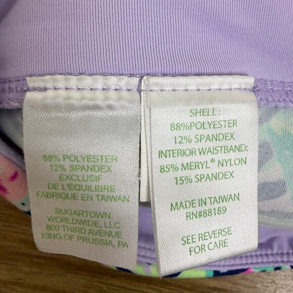 Lilly Pulitzer Luxletic Anika Weekend Leggings XS Green Pink Floral Yoga Crop - Picture 13 of 13